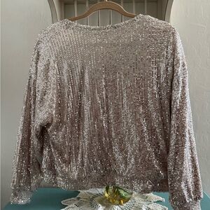 Black Tape_ Blush Sequin Crewneck Sweatshirt